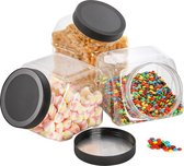 Pots De Bonbons Hexagonaux Transparents - 2 Pots De 3800 Ml Avec Couvercles - Rangement Cuisine, Snacks
