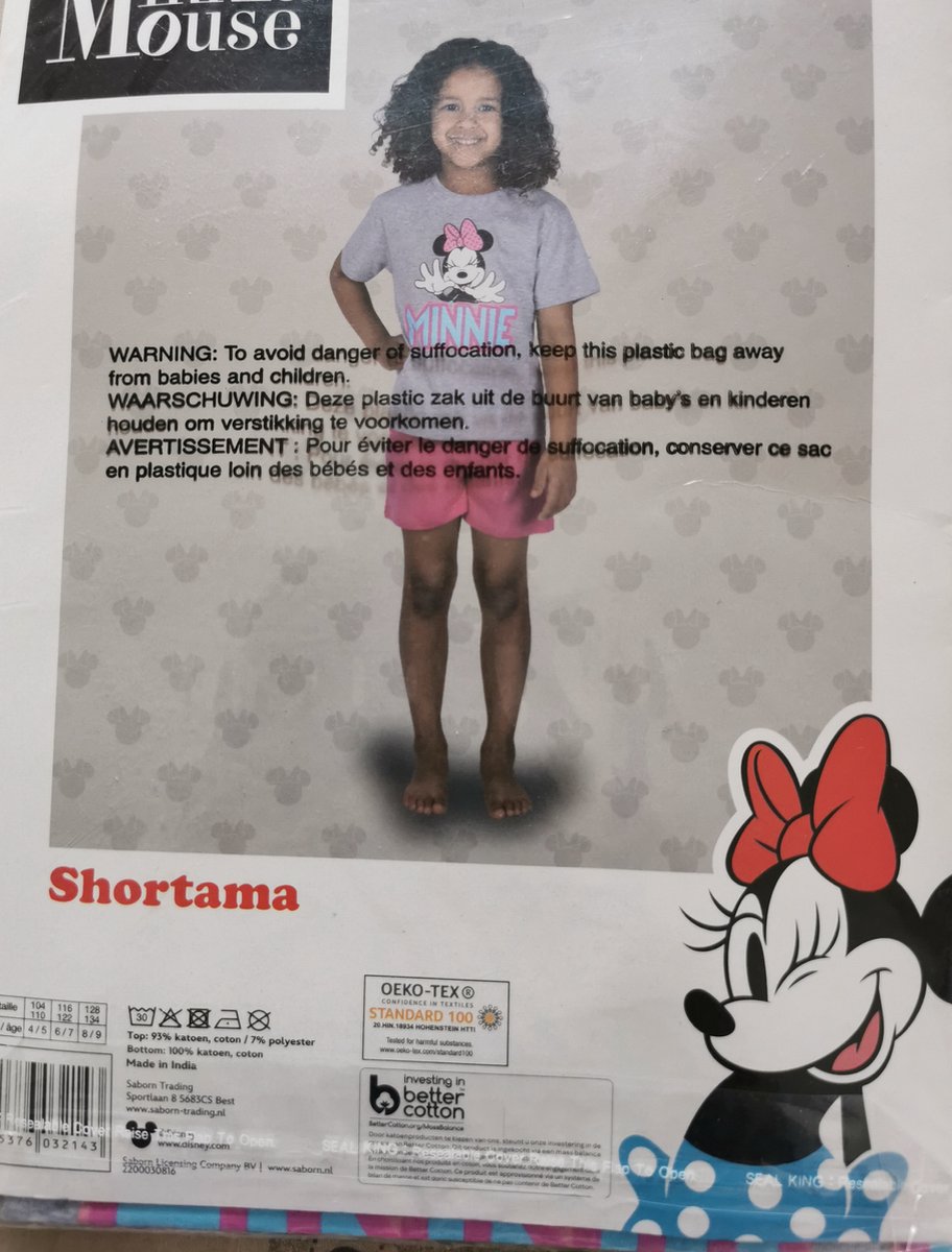 Minnie Mouse Miniie Mouse- Shortama grijs - fuschia