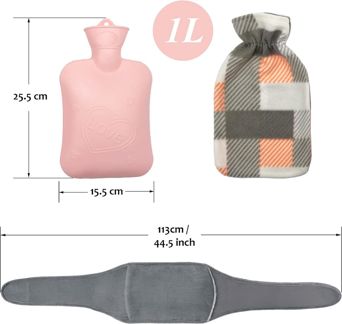 Goedkoopste warmwaterzak voor pijnverlichting, krampen, rug, hand, taille, bedwarmers, cadeau voor vrouwen, senioren en kinderen 1L