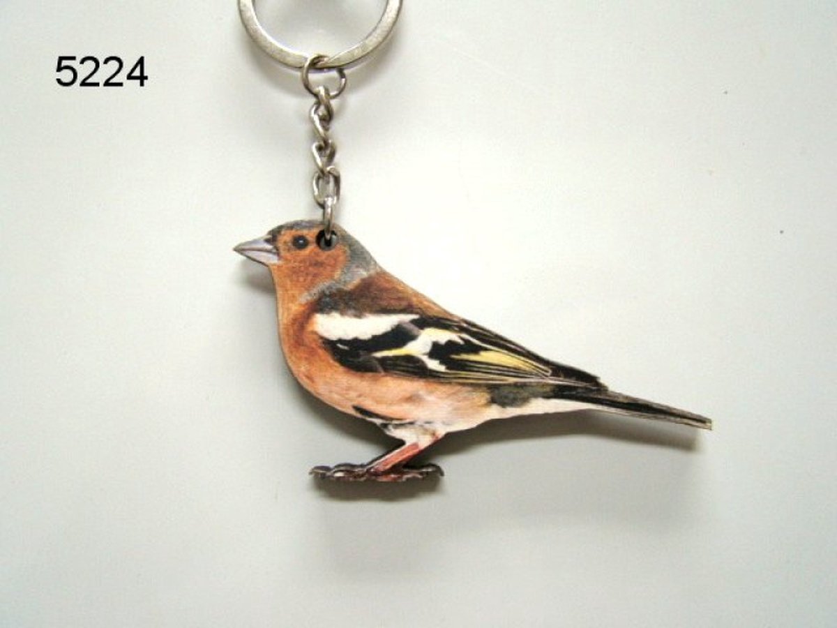 Houten sleutelhanger vink - dier design - 5 cm
