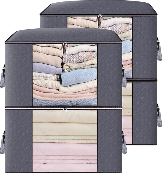 Sac De Rangement Pour Vêtements Grande Capacité Avec Tissu Épais Pour Couettes Couvertures Literie Pliable Avec Fermeture Éclair Robuste Fenêtre Transparente