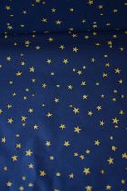 Katoen met gouden sterren donkerblauw 1 meter - modestoffen voor naaien - stoffen Stoffenboetiek