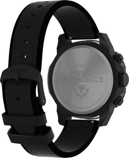 Timex Ridge Chrono TW2W16000 Horloge - Leer - Zwart - Ø 42 mm