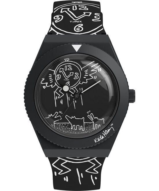 Timex Keith Haring X Q TW2W25600 Horloge - Siliconen - Zwart - Ø 38 mm