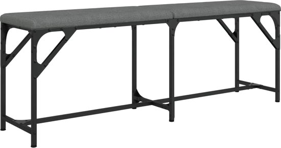 vidaXL Eetkamerbank 62x32x45 cm staal en stof donkergrijs, eetkamerbankje, eetkamer bankje, eettafel bank, eettafelbank, eettafel bankje