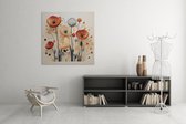Canvas Schilderij - Bloemen - Abstract - Wanddecoratie - 100x100x2 cm