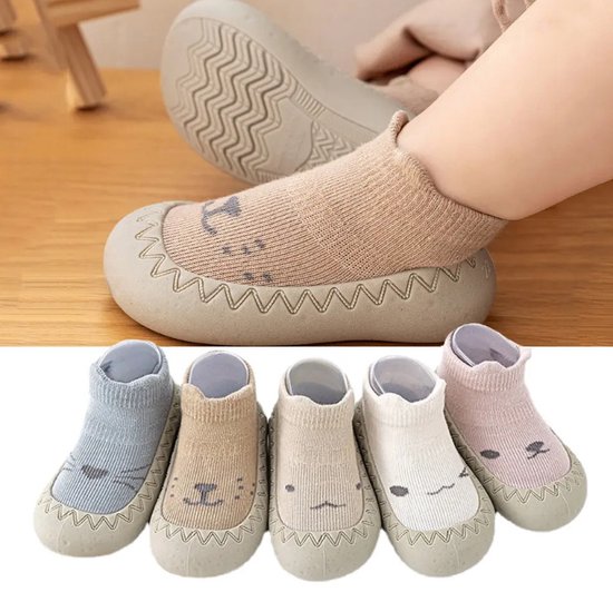 Chaussons bébé antidérapants - Chaussons chaussettes - Premières chaussures de marche Bébé- Chausson - Cutie marron taille 23