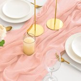 Tafelloper mousseline kaasdoek tafelloper kaasdoek stof bruiloft roze 80cm x 3m