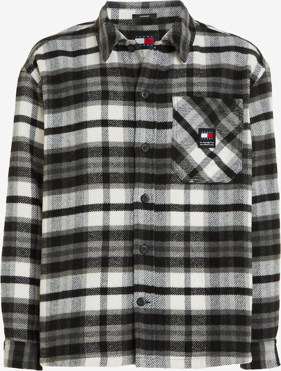 Tommy Jeans Fleece Lined Check Overshirt Zwart - XL