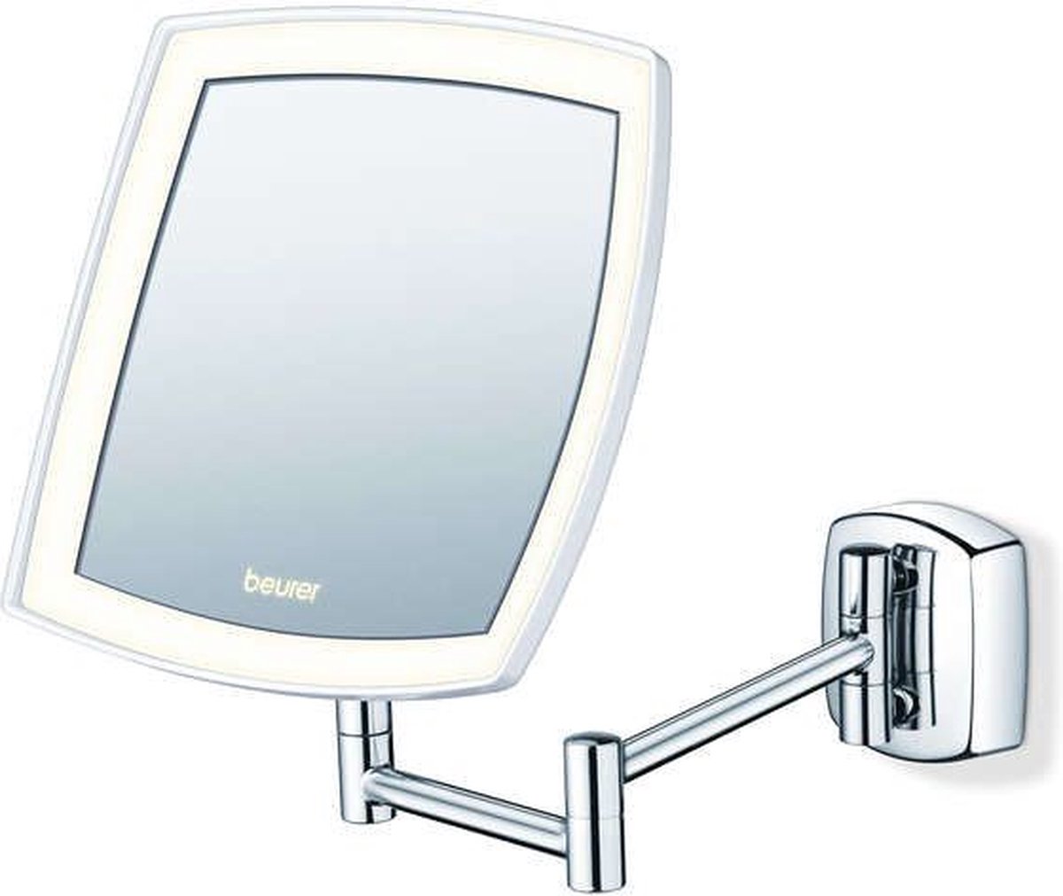 Beurer BS 89 Make up spiegel - LED verlichting rondom - Wandspiegel - Muurmontage - 5x Vergroting - Vierkant 16 x 16 cm - Dimmer - Incl. batterijen - 3 Jaar garantie - Beurer