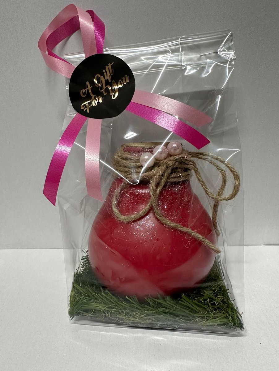 Wax amaryllis roze in geschenkverpakking - relatiegeschenk