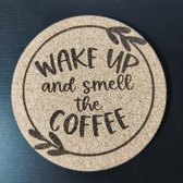 Wake up and smell coffee set van 6 kurk onderzetters