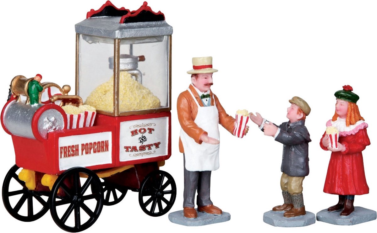 Lemax - Popcorn Seller -  Set Of 4 - Kersthuisjes & Kerstdorpen