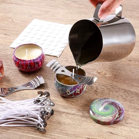 Kaars Maken Kit, Diy Wax Melt Kit Voor Beginners, Kaars Maken Levert Met 500Ml Wax Warmer, 4Pcs Bijenwas, 2Pcs Kaars Potten, Kaars Mallen, 50Pcs Kaars Wieken, compleet Craft Kits Voor Volwassenen
