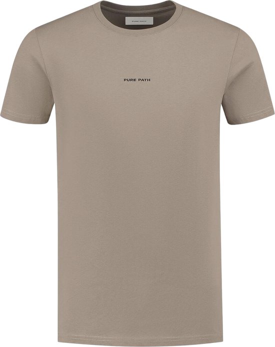 PURE PATH Pure Logo T-shirt Polo's & T-shirts Heren - Polo shirt - Taupe - Maat L