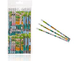 Potloden Wilde Dieren 12 Stuks - Kleuren en Tekenen - Knutsel en Hobby - Uitdeelcadeautjes voor kinderen - Wilde dieren traktatie