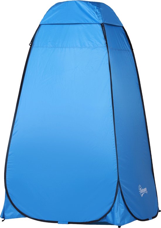 Outsunny Pop-up toilettent camping douchetent omkleedtent binnentas polyester blauw A20-134