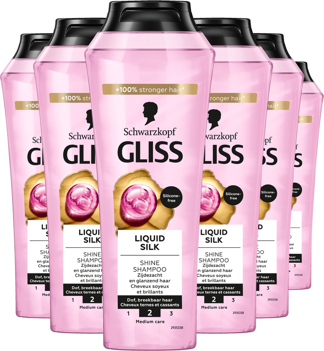 Schwarzkopf - Gliss - Liquid Silk - Shampoo - 6x250ml - Broos & Dof Haar - Voordeelverpakking