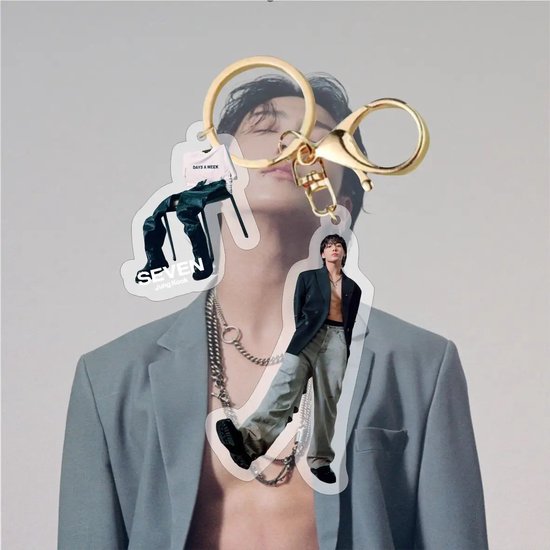 KPOP BTS Jung Kook Solo Seven JK Plastic Keyring Acrylic Keychain Bangtan Boys GOLDEN variant 2 [Sleutelhanger]