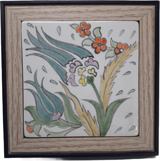 Schilderij - keramiek tegels - handmade - keramiek wandbord - met bloemen motief -11,5*11,5 cm - handgeschilderd - keramiek kunst - tegelkunst - cadeau - wand/tafeldecoratie - muurdecoratie - valentijnscadeau - moederdagcadeau - verjaardagscadeau