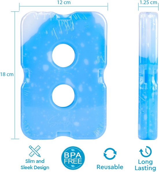 Koelelementen voor Koelbox en Koeltas - 4pack - Platte, Kleine en Mini Vrieselementen voor Reis, Picknick en Kamperen - Compacte Gel Koelelementen - Sunflake van KOEL — afbeelding 4