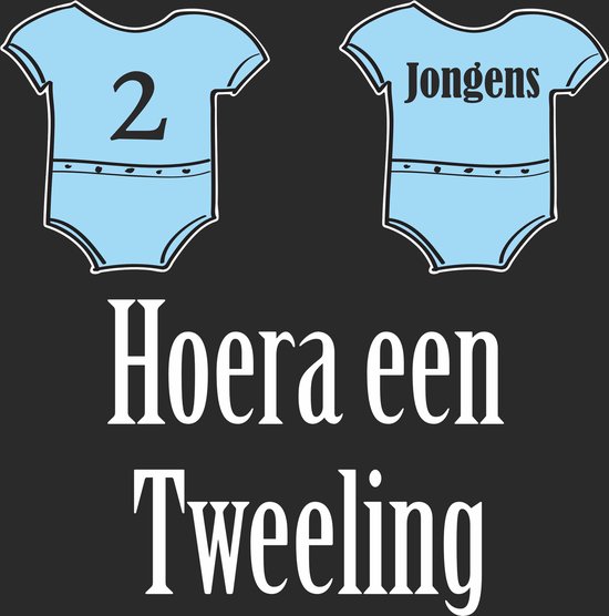 Geboorte raamsticker Hoera een tweeling 2 jongens