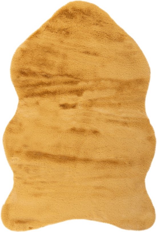 Cosy | Hoogpolig Vloerkleed | Organische Vorm | Golden Yellow | Hoogwaardige Kwaliteit | 60x90 cm