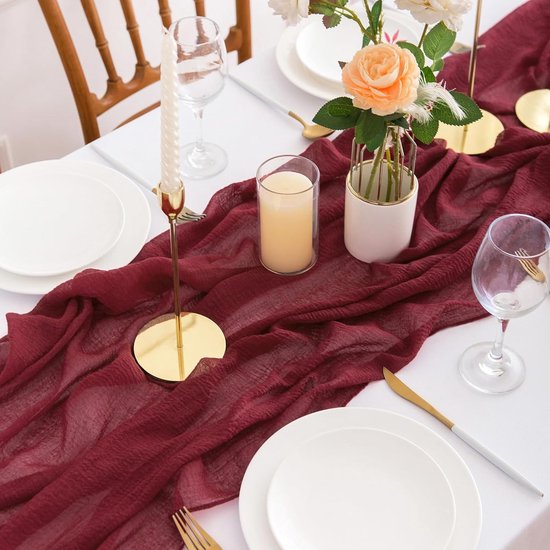 Tafelloper Bordeaux Rood Chiffon, 77 X 300 Cm Zachte En Comfortabele Voor Boho Bruiloft Feest Doopdecoratie Babyshower Bruidsfeest Keuken Tafeldecoratie 3623607771 Tafelloper Bordeaux Rood Chiffon, 77 X 300 Cm Zachte En Comfortabele Voor Boho Bruiloft Feest Doopdecoratie Babyshower Bruidsfeest Keuken Tafeldecoratie 3623607771