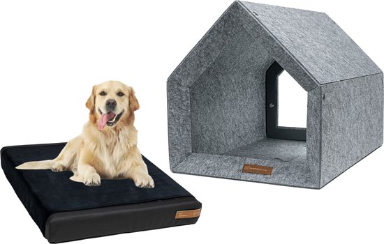 Zwarte hondenkennel met lade 81 x 58,5 x 66 cm - Hondenhok, hondenhuis