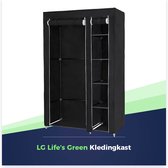 LG Life's Green Opvouwbare Kleerkast – Kledingrek met 5 Legplanken en Ophangstang – Stoffen kledingkast – 140KG Draagvermogen – 110x45x175CM – Zwart