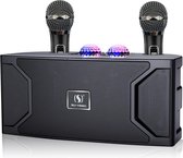 Draagbare karaokemachine voor volwassenen en kinderen - oplaadbare Bluetooth karaoke set met 2 draadloze microfoon PA-luidsprekersysteem