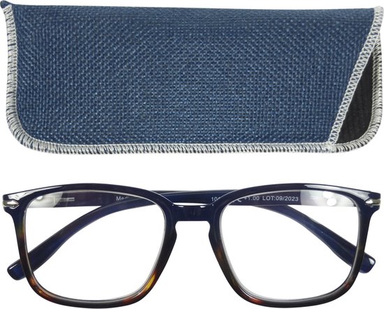 Lilly&June Leesbril Havana/Blauw +3 - Met Bijpassend Blauw Etui