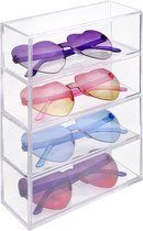 Opbergdoos voor brillen, acryl Helderheid zonnebrillen glazen organizer verdikte glazen doos sieradendoos glazenstandaard met 4 lades voor horloges kettingen brillen cosmetica leesbrillen