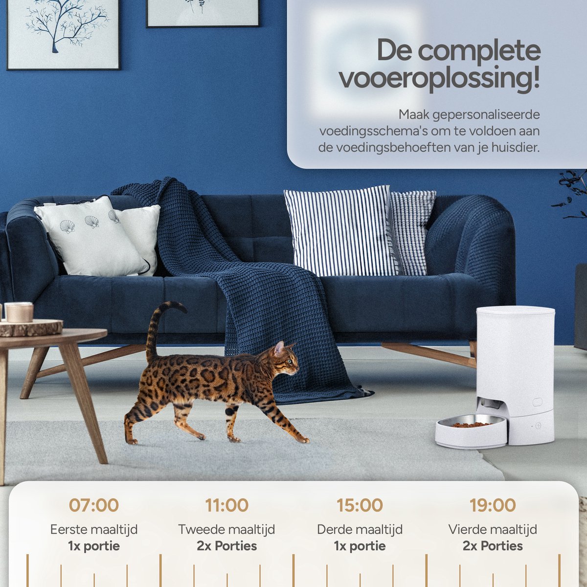 Afbeelding 3 van Petree Block Voerautomaat - Automatische voerbak voor Katten en Honden - 3.5L - WiFi - Voerdispenser