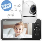 XOOZI SD1 - Babyfoon avec caméra - Caméra Bébé - Baby Monitor - Babyphone - 5 pouces - Modus Vox ECO - 8 berceuses - Col de cygne pratique - Set complet pour 2 Enfants - Sans Wifi ni application