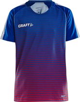 Craft Pro Control Stripe Shirt Korte Mouw Kinderen - Royal / Rood | Maat: 134/140
