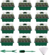 Plantenbak met Verstelbare Koepeldeksels - Zaaitray Set voor Plantenzaden - Transplantatiehulpmiddelen - Tuinieren Accessoires - 74x44 cm - Optimale Zaaier - Zaaihulpmiddelen voor Tuin - Groente- en Bloemenzaad Transplantatie