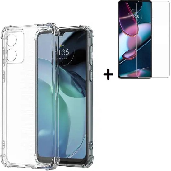 Convient pour Coque Motorola Moto E13 - Protecteur d'écran Motorola Moto E13 - Coque Moto E13 Siliconen Transparent Antichoc + Protecteur d'écran