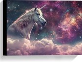 Canvas - Eenhoorn - Unicorn - Wolken - Kleuren - Sterren - 40x30 cm Foto op Canvas Schilderij (Wanddecoratie op Canvas)