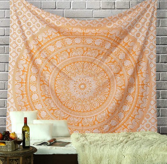Tenture Murale Hippie Mandala En Coton 215x140 Cm - Décor Bohème Indien