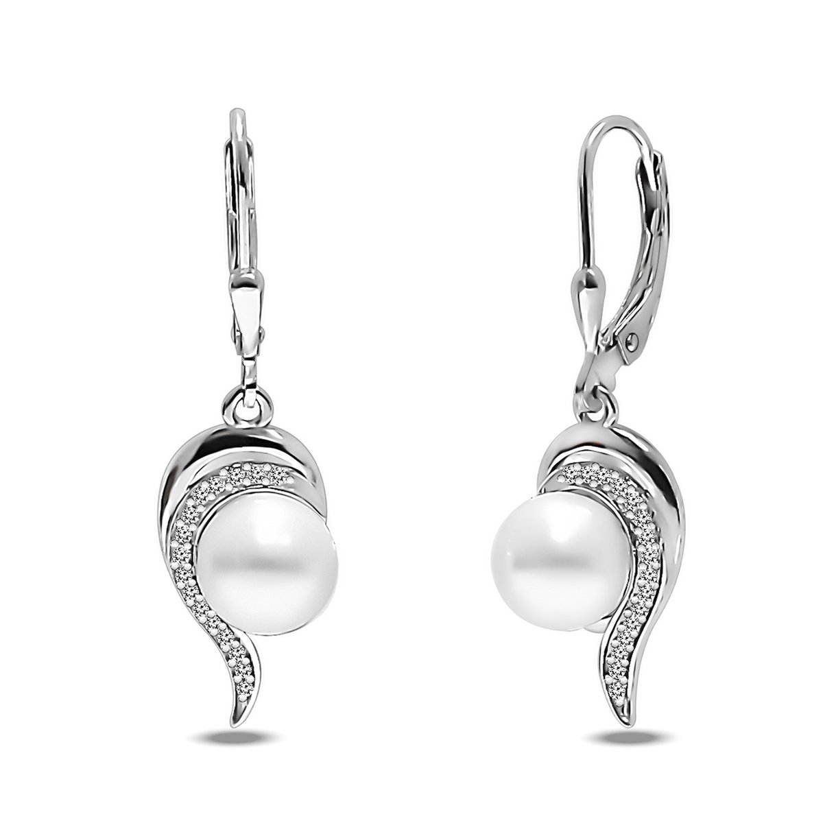 Juwelier Zwartevalk zilveren (gerhodineerd) hang oorbellen met parels - 22.102
