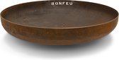 BonFeu Vuurschaal Ø100 cm Cortenstaal - Hoge Kwaliteit Vuurschaal - Optioneel Grillen en Bakken - 100x100x25 cm