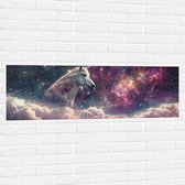 Muursticker - Eenhoorn - Unicorn - Wolken - Kleuren - Sterren - 120x40 cm Foto op Muursticker