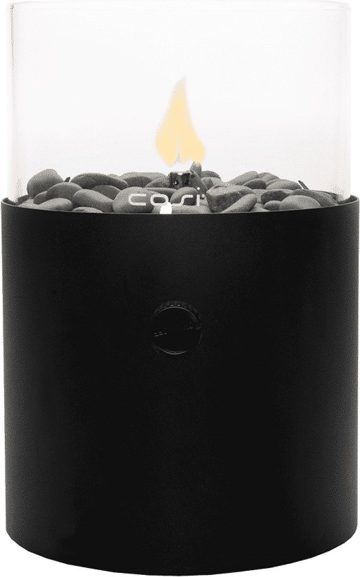 Foto: Cosiscoop xl black gaslantaarn unieke sfeermaker voor binnen en buiten brand 5 tot 6 uur op een gascartouche