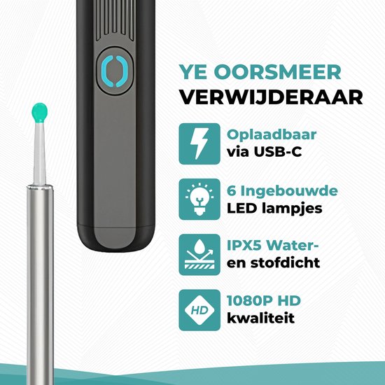 Nettoyeur D'oreilles Avec Caméra WiFi HD - LED - Rechargeable USB-C - Neuf