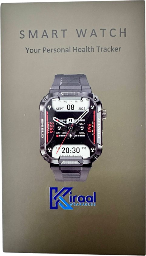 Kiraal Wave - Élégance masculine - Conception de montre intelligente robuste - Android et iOS - Design vert armée élégant