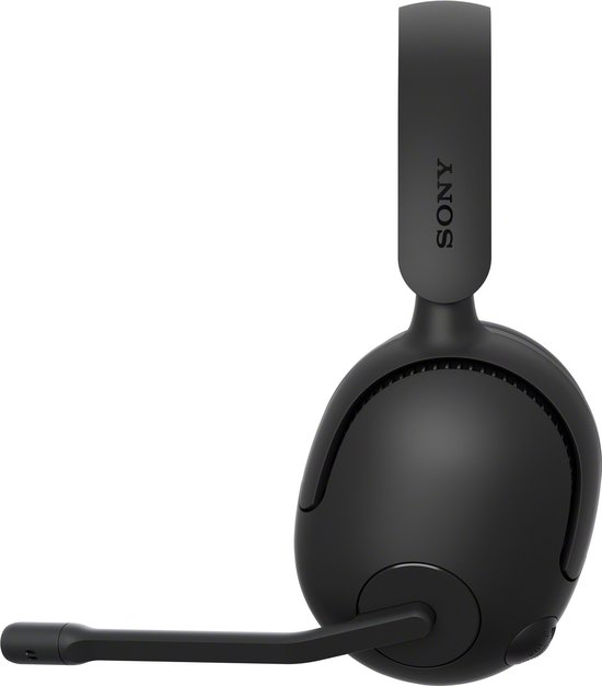 Zwarte Sony INZONE H5 gaming headset, detail van het oorstuk met microfoon.