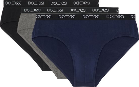 HOM Boxerlines #2 mini briefs (3-pack) - heren mini slips - zwart - blauw - grijs - Maat: L