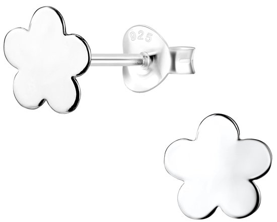 Joy|S - Zilveren bloem oorbellen - 8 mm - egaal - Daisy