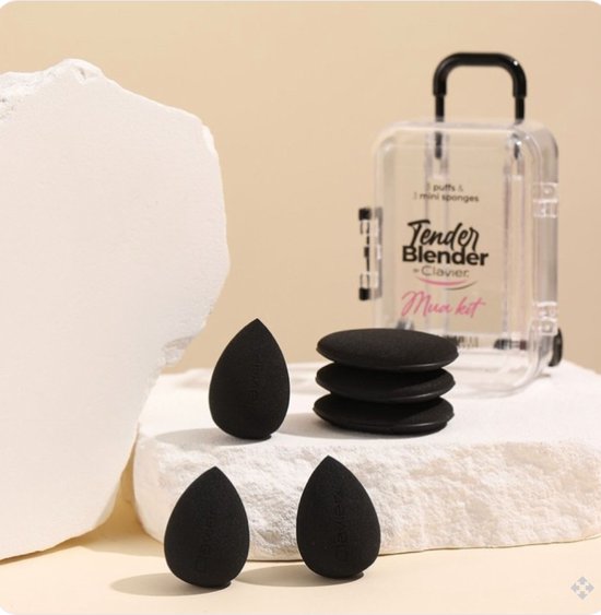 Clavier Beauty Blender & Powder Puff - 6 Pièces - Zwart- 3 x Mini Powder Puff et 3 x Mini Éponge de Beauty